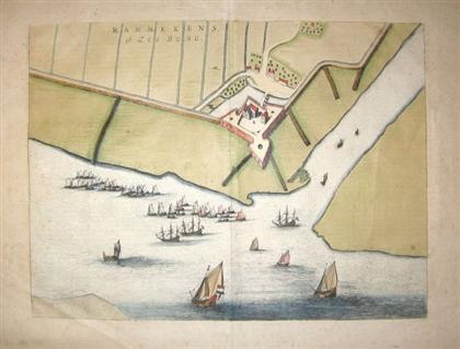 Image for Colored Town Plan. "Rammekens Oft Zee-burg." [amsterdam, 1649.] [LBC]