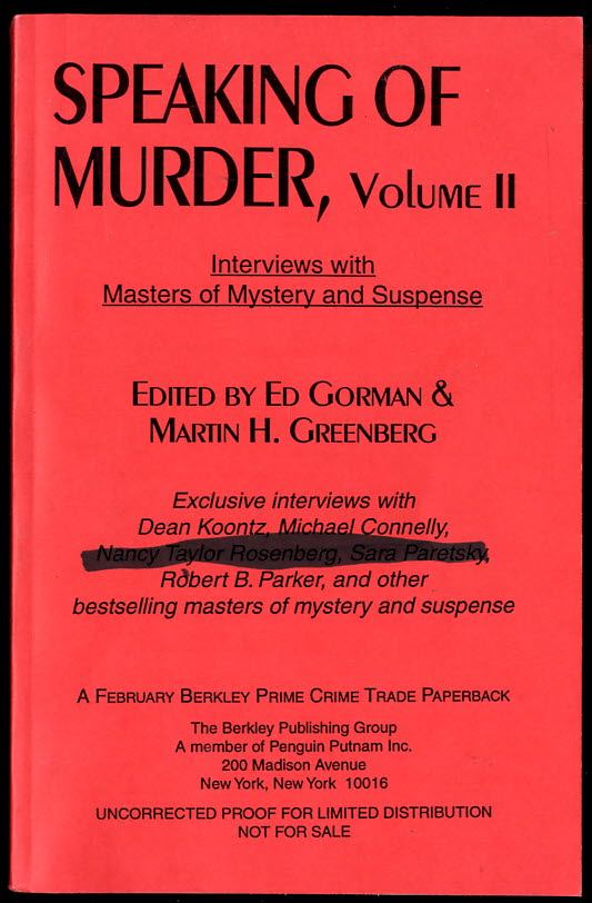 Image for SPEAKING OF MURDER, VOLUME II  Interviews With the Masters of Mystery and Suspense, Vol. 2