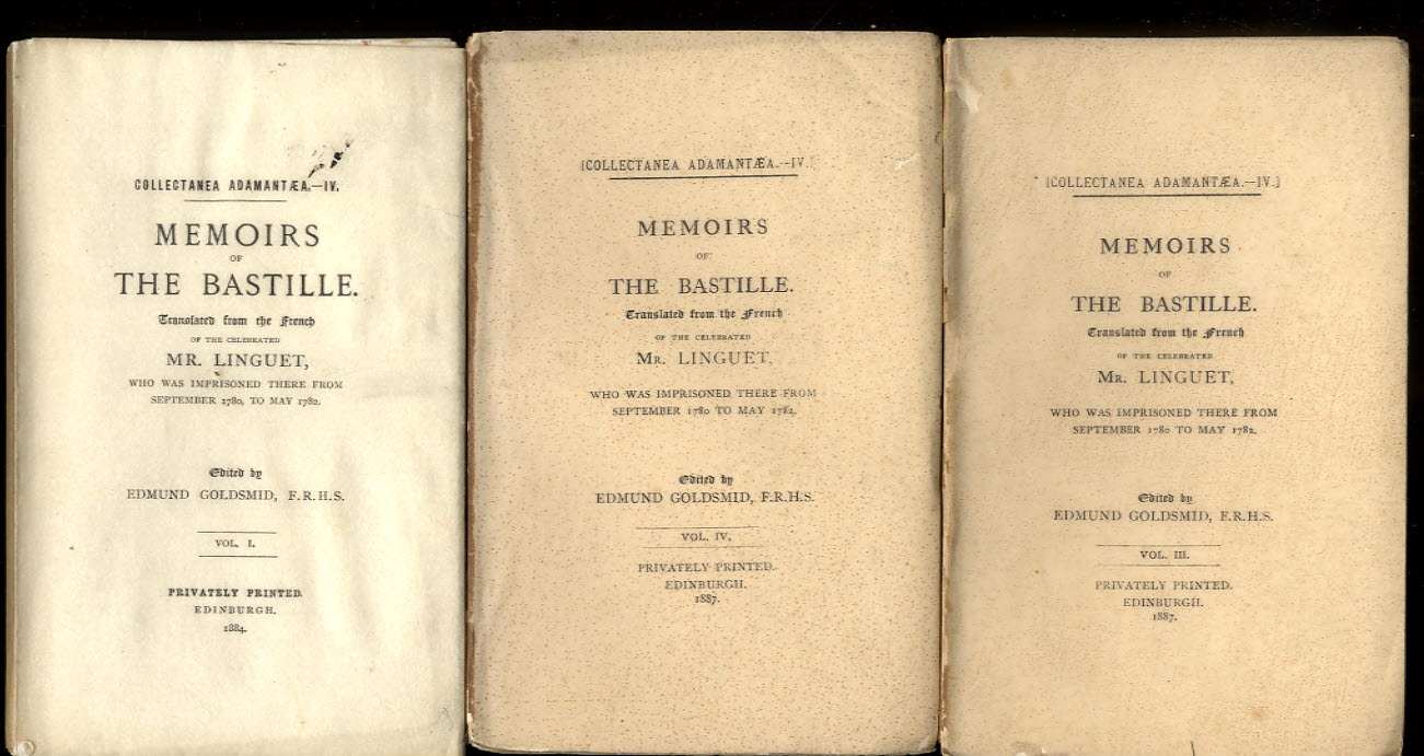 Image for MEMOIRS OF THE BASTILLE [COMPLETE IN 3 VOLUMES]