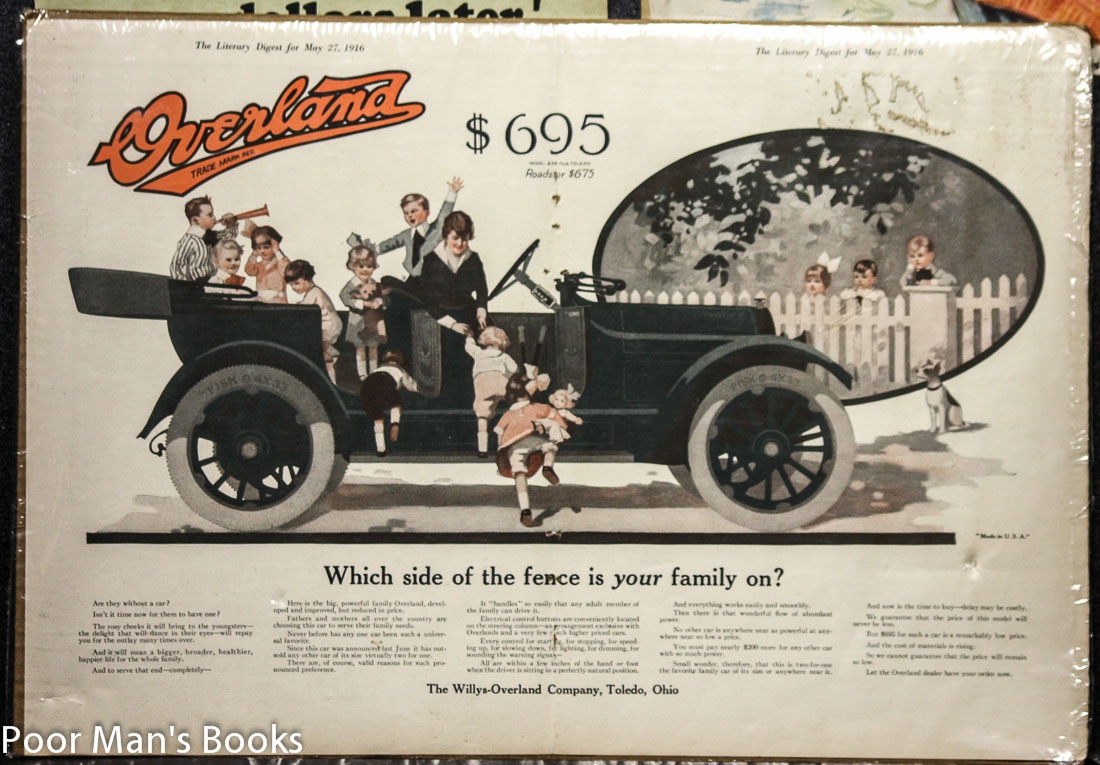 Image for WILLYS OVERLAND 1916 17.5 X 12" ADVERTISING PIECE WITH 3 OTHERS.