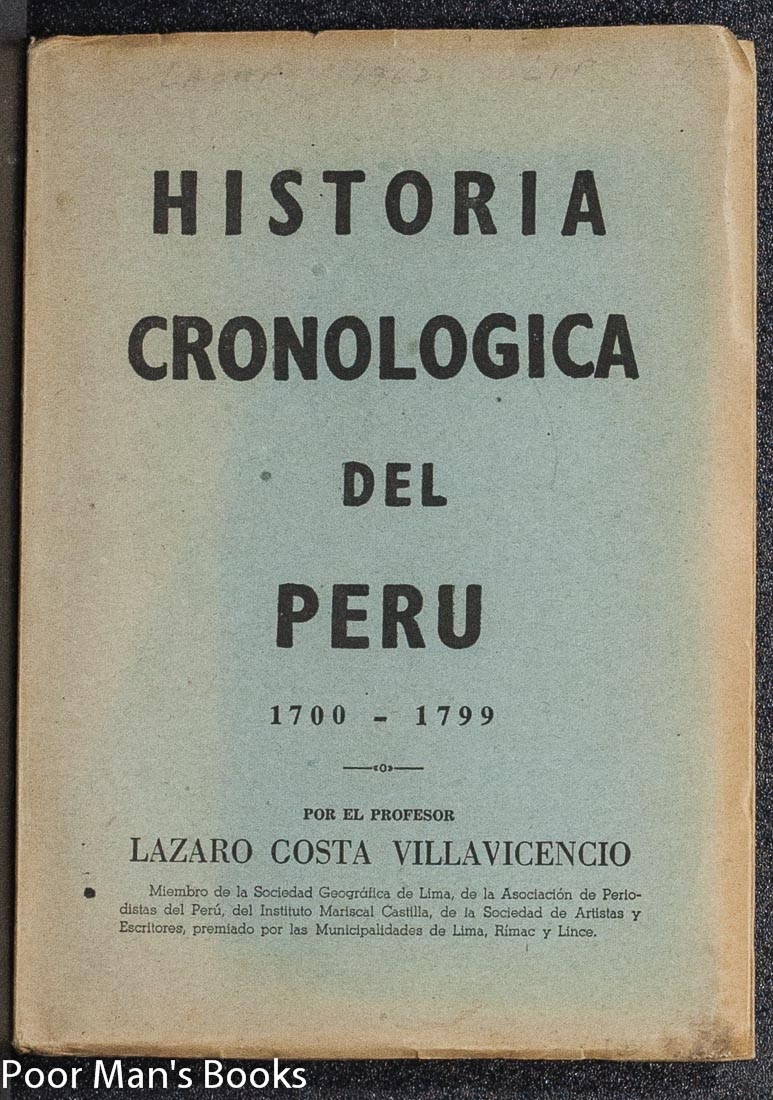 Image for HISTORIA CRONOLOGICA DEL PERU 1700- 1799