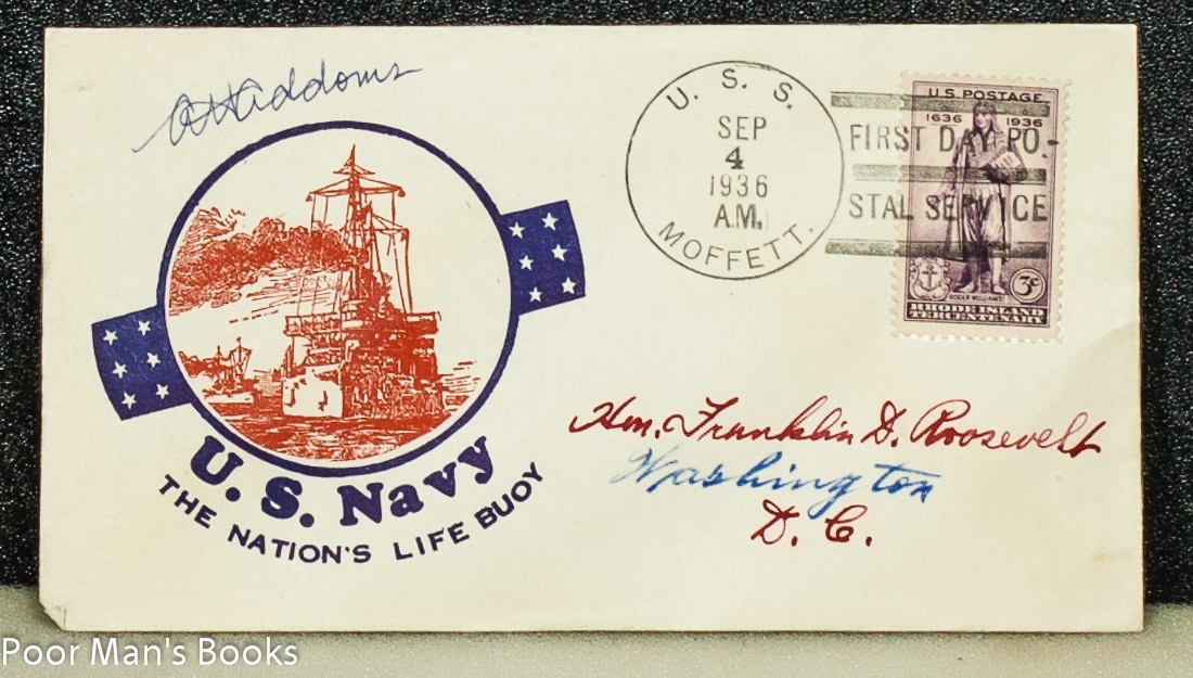 Image for UNITED STATES NAVY 1936 CACHET "US NAVY, THE NATION'S LIFE BUOY' ADDRESSED TO FRANKLIN D. ROOSEVELT AND FROM HIS STAMP COLLECTION.