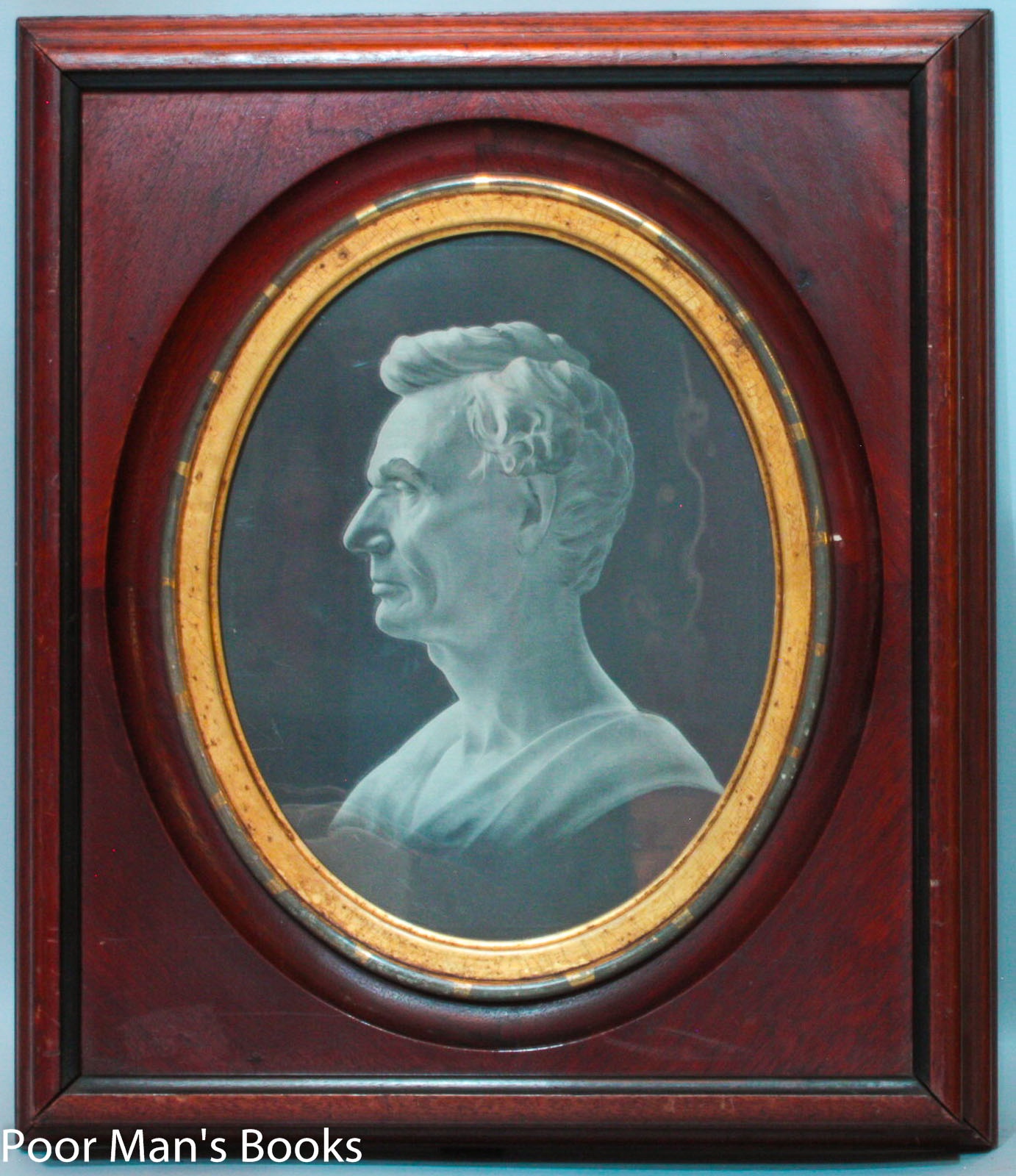 Image for PERIOD MAHOGANY AND GILT FRAME WITH MEMORIAL PORTRATIT OF ABRAHAM LINCOLN C1860-80