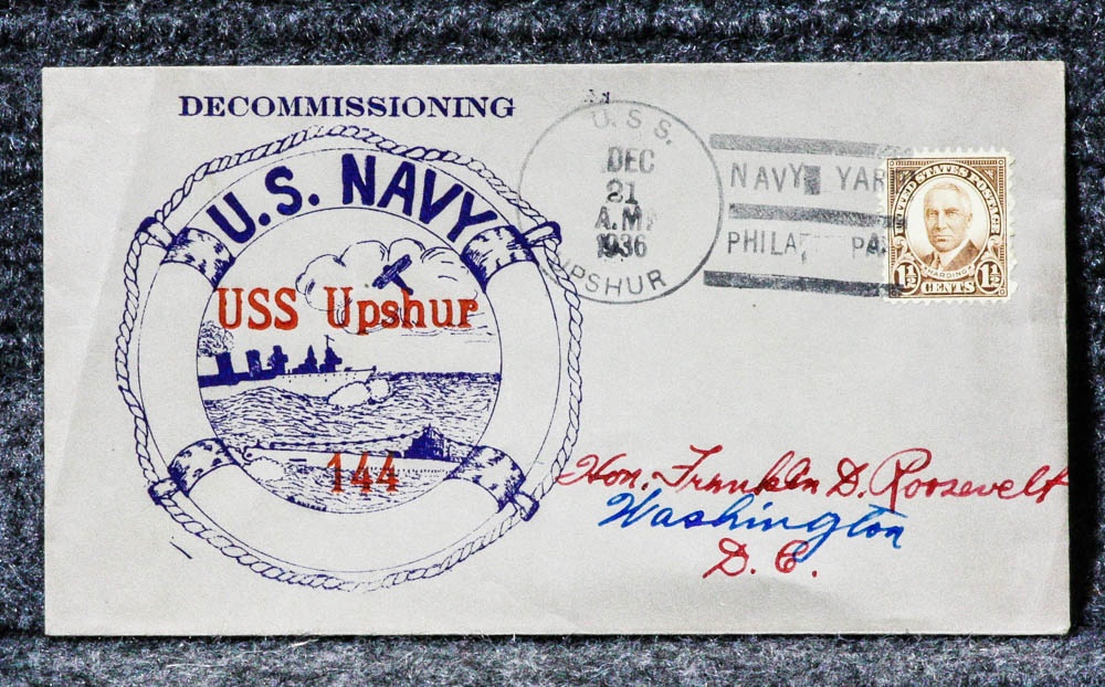 Image for USS UPSHUR NAVAL CACHET ADDRESSED TO FRANKLIN D. ROOSEVELT FROM HIS STAMP COLLECTION
