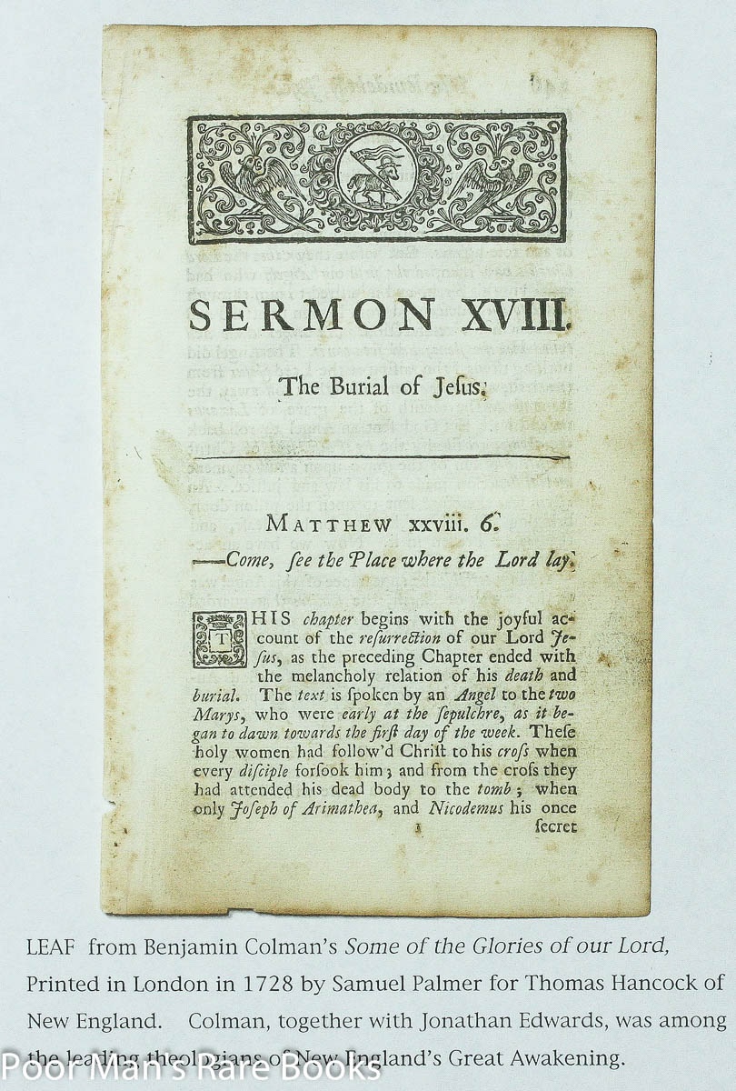 Image for Leaf From Some Of The Glories Of Our Lord And Saviour Jesus Christ 1728 Sermon XVIII