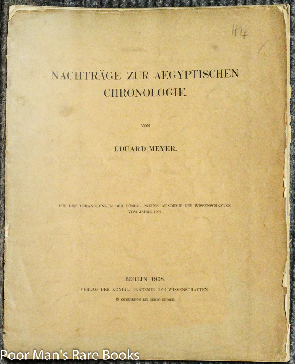 Image for Nachtrage Zur Aegyptischen Chronologie 1908