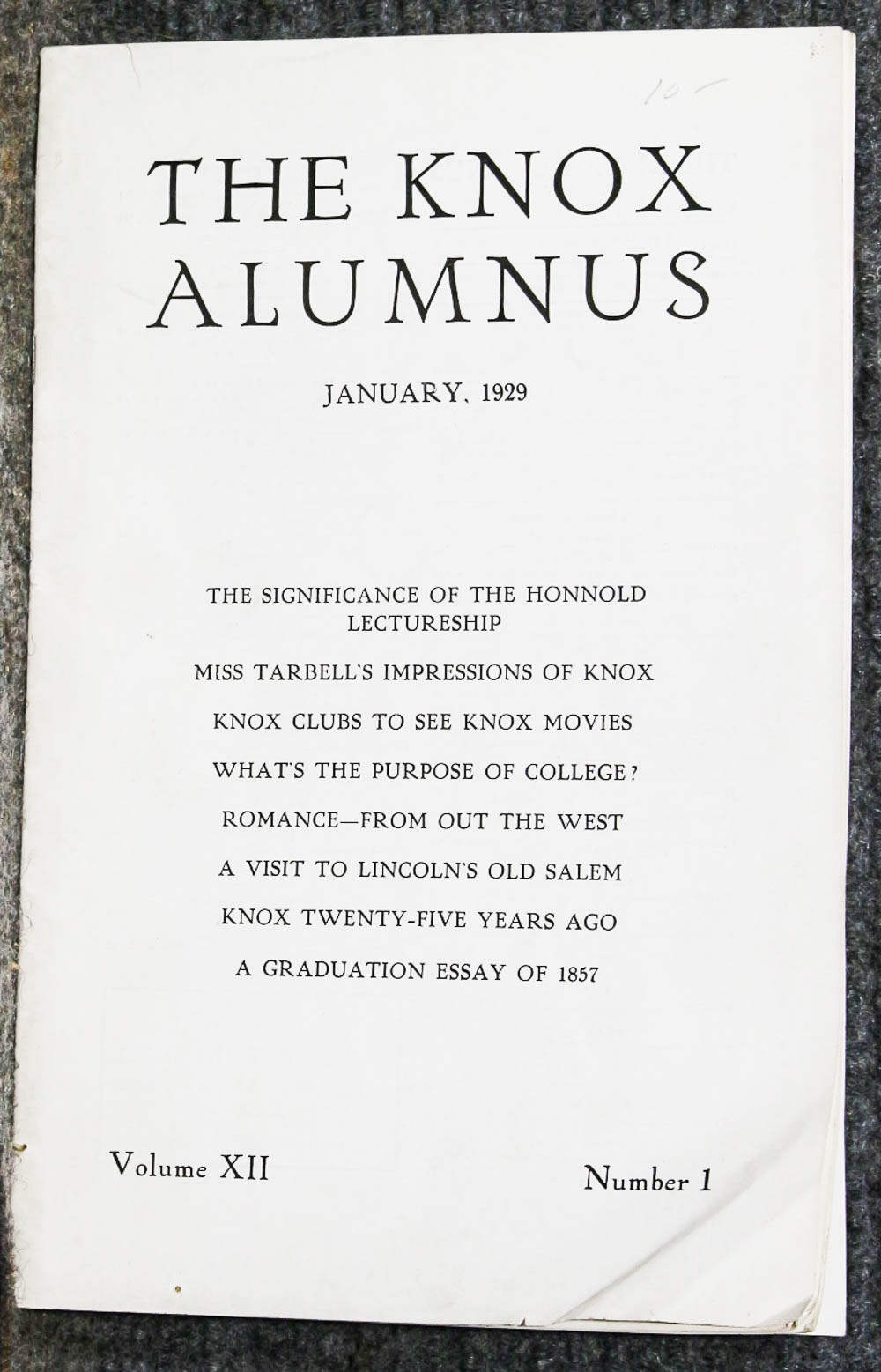 Image for { Lincolniana} The Knox Alumnus January 1929 [lincoln Related]