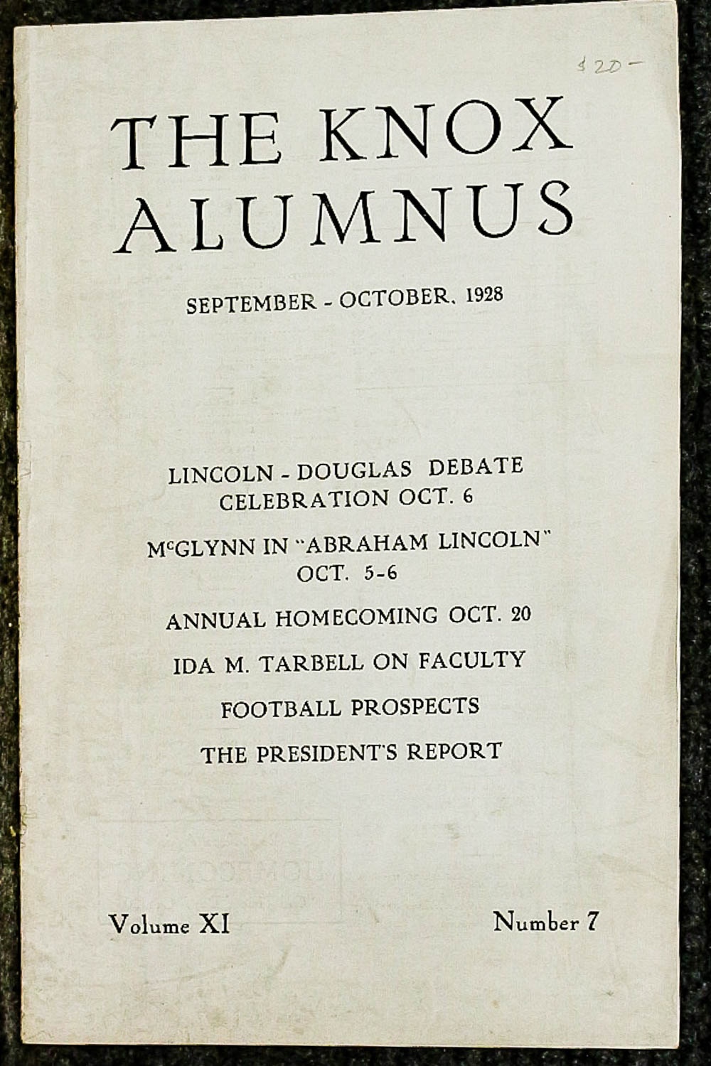 Image for { Lincolniana} The Knox Alumnus Vol XI No 7 1928 [lincoln Related]