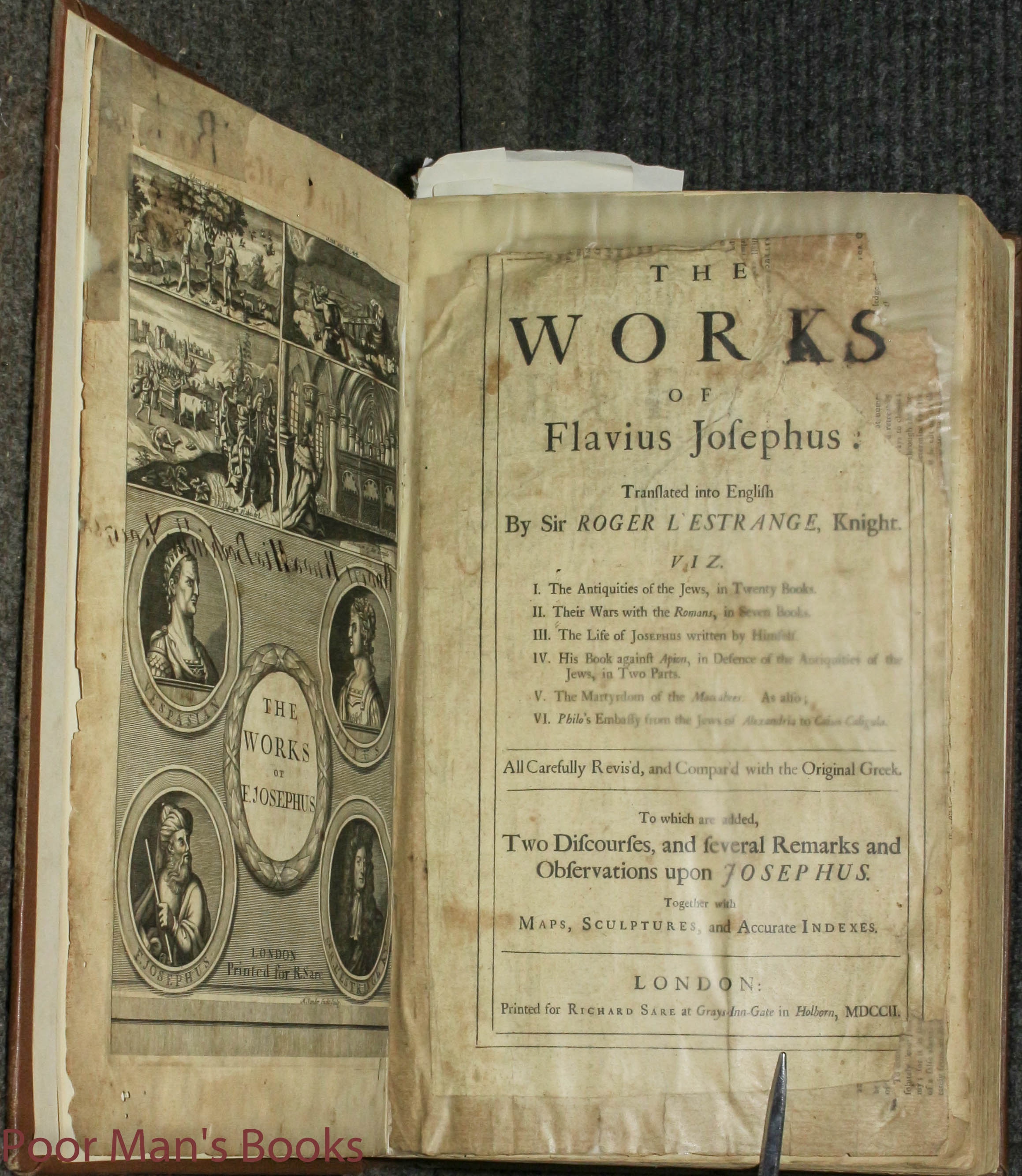 Image for The Works Of Flavius Josephus. January 28, 1702 Plates, Maps