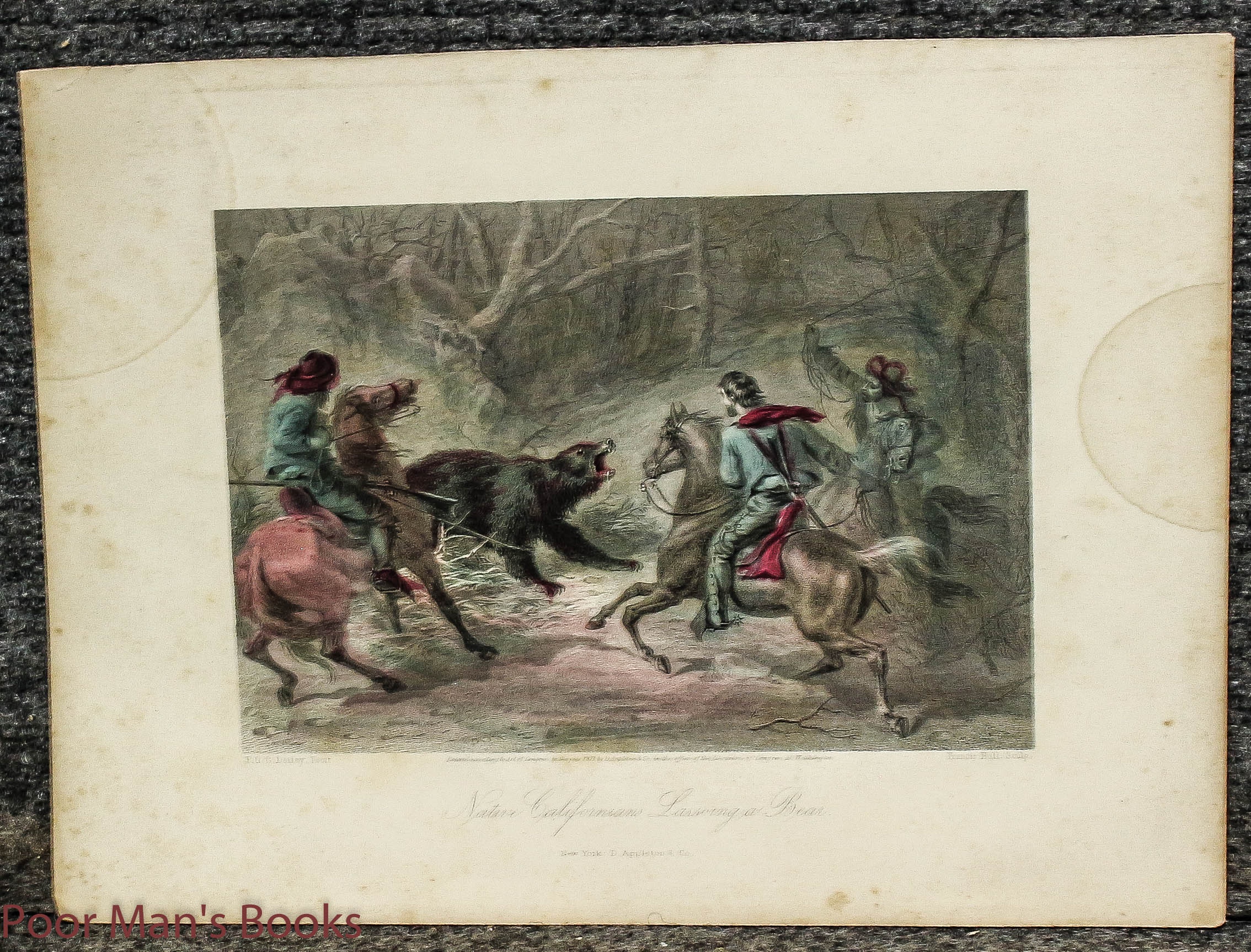 Image for Native Californians Lassoing A Bear Color Plate Printed By Appleton.