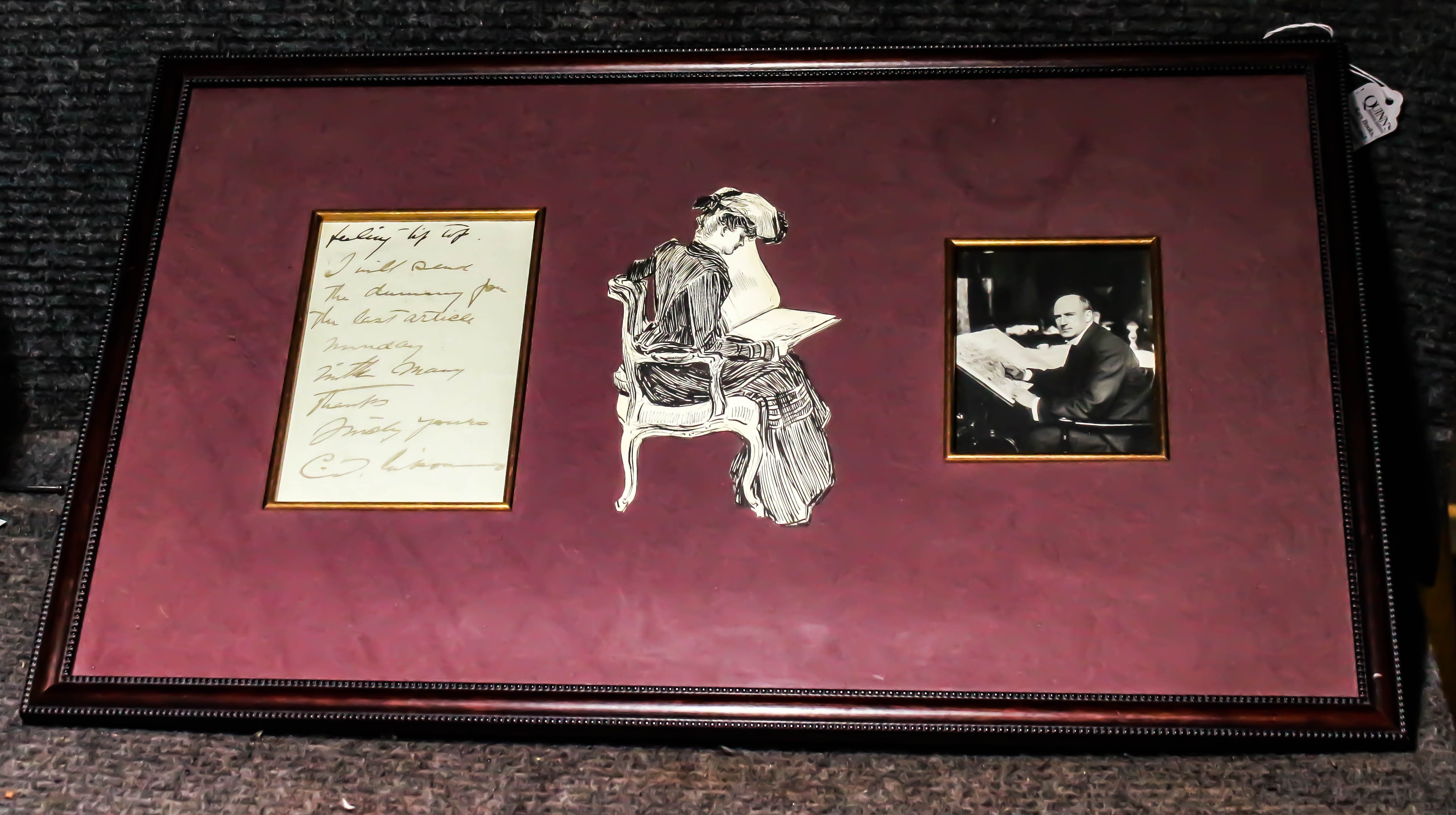 Image for [autograph Letter In Wooden Frame] Gibson, Charles Dana (1867-1944). Creator Of The Gibson Girls