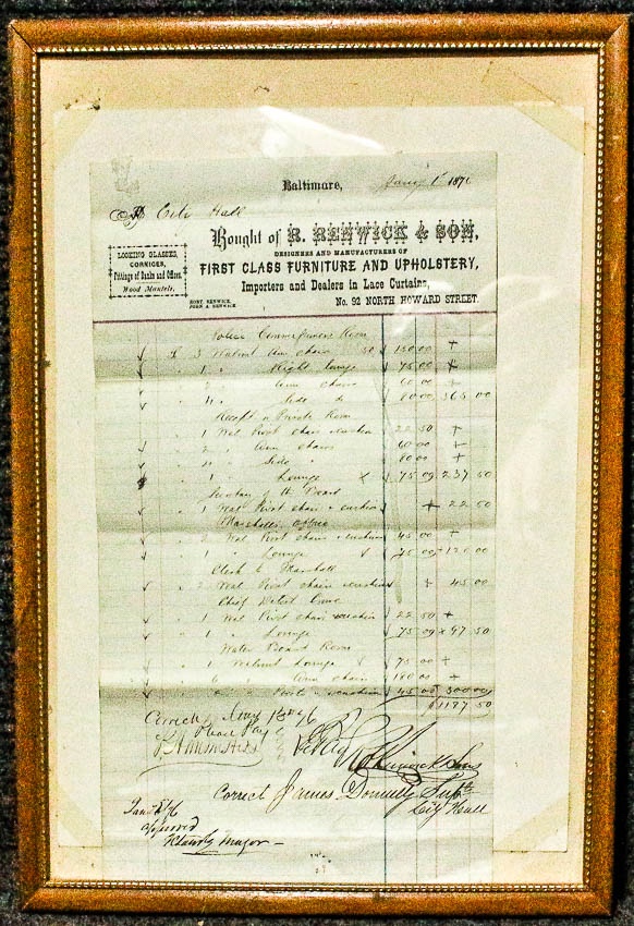 Image for Holographic Invoice 1876 Furnishing Of Baltimore City Hall. Signed By Robert Renwick,owner, James Donnelly Superintend Of City Hall And Mclusky Mayor