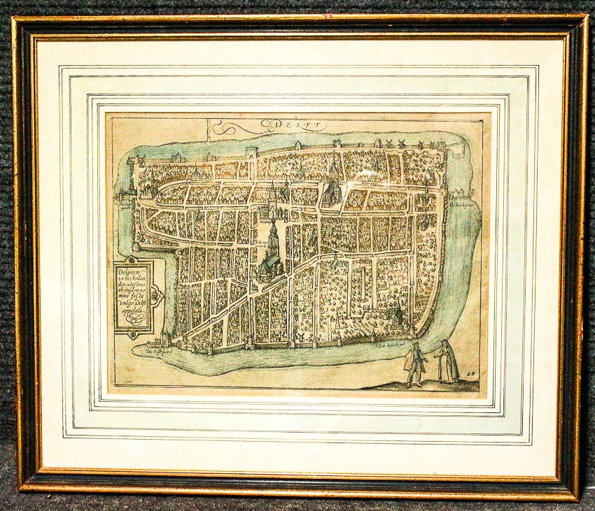 Image for A Map Of Delft Taken From "In The Civitates Orbis Terrarum" Partly Colored