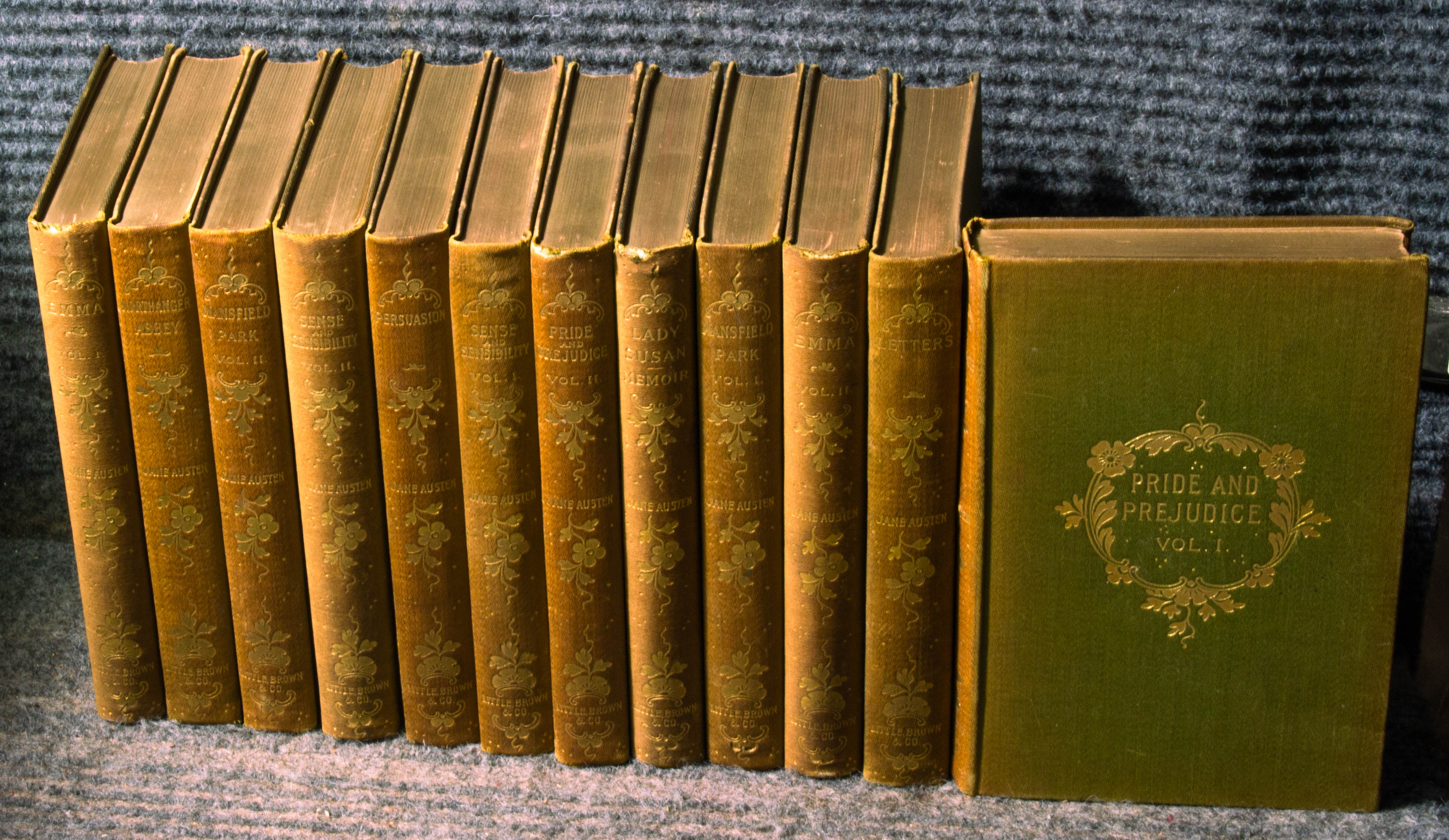 Twelve-volume Set Of Jane Austen's Novels. This Set Included All Of Her Major Works: Sense And Sensibility, Pride And Prejudice, Mansfield Park, Emma, Northanger Abbey, And Persuasion. It Also Included Lady Susan, The Watsons (with A Memoir) , And Letters