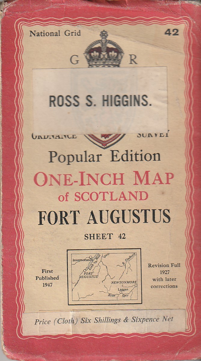 , ORDNANCE SURVEY: - Ordnance Survey Popular Edition One-Inch Map of Scotland Fort Augustus Sheet 42