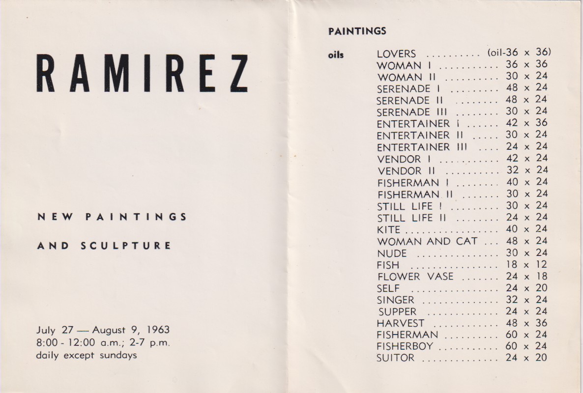 Image for RAMIREZ. NEW PAINTINGS AND SCULPTURES; Invitation of the Philippine Art Gallery, Manila RAMIREZ. NEW PAINTINGS AND SCULPTURES; Invitation of the Philippine Art Gallery, Manila