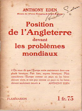 Image for POSITION DE L'ANGLETERRE DEVANT LES PROBLEMES MONDIAUX