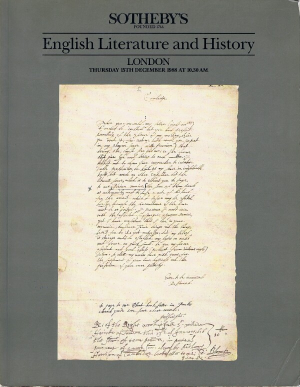 SOTHEBY'S - English Literature and History (London, 15 December 1988)