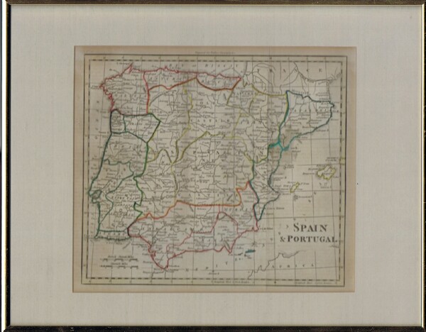 DARTON, WILLIAM, JR. - Map of Spain & Portugal (Framed and Matted)