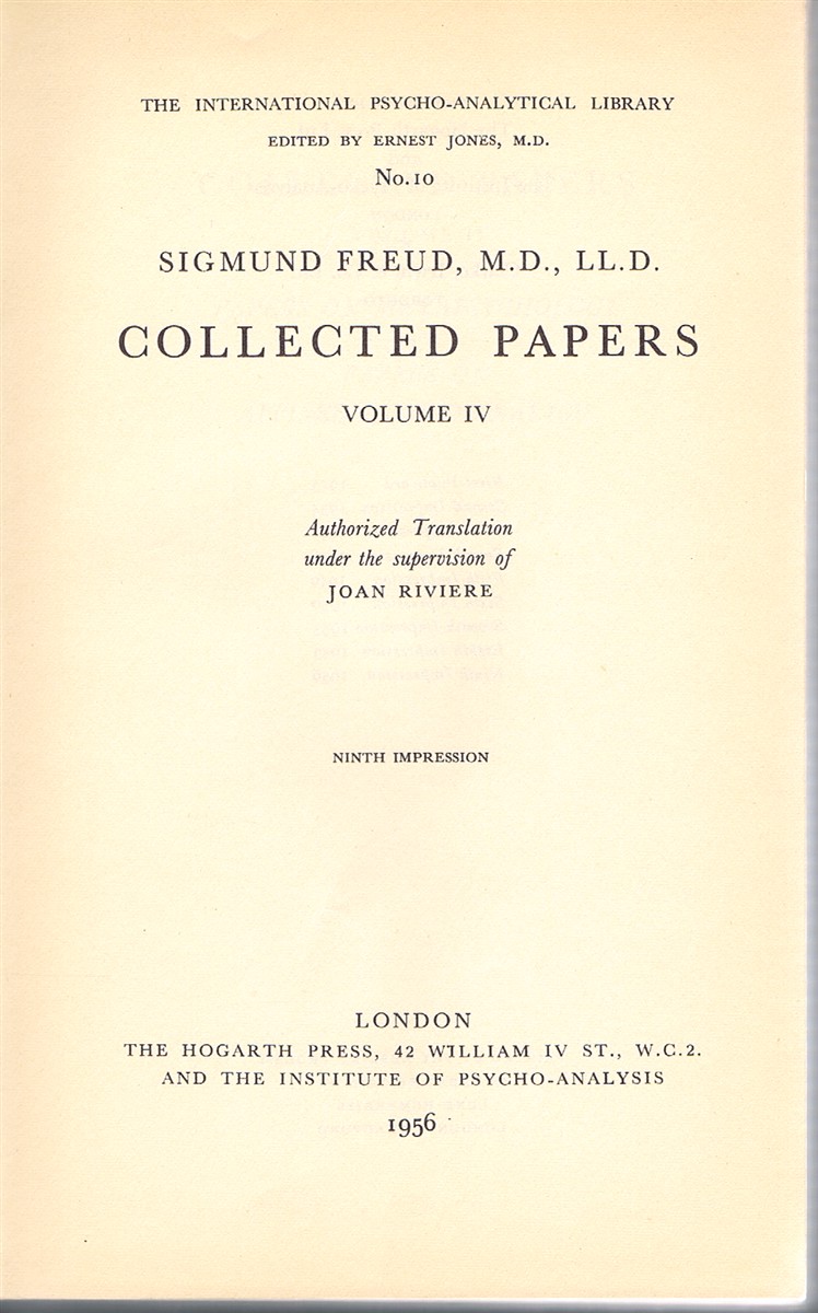 FREUD, SIGMUND - Collected Papers: Volume IV