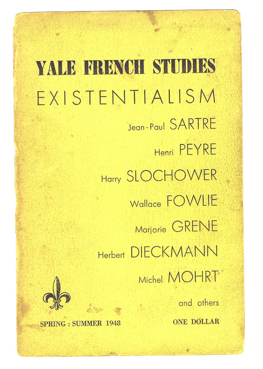 COHN, ROBERT GREER (ED); JEAN-PAUL SARTRE; ET AL. - Yale French Studies (Vol. 1, No. 1; Spring-Summer 1948): Existentialism