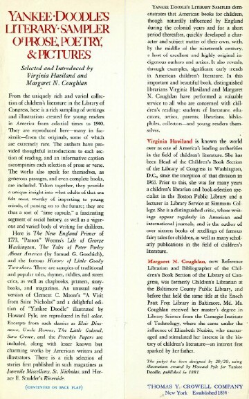 HAVILAND, VIRGINIA; COUGHLAN, MARGARET N. - Yankee Doodle's Literary Sampler of Prose, Poetry & Pictures: Being an Anthology of Diverse Works Published for the Edification and/or Entertainment of Young Readers in America Before 1900