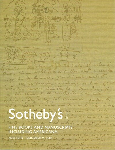 SOTHEBY'S - Fine Books and Manuscripts Including Americana (11 Dec 2007)