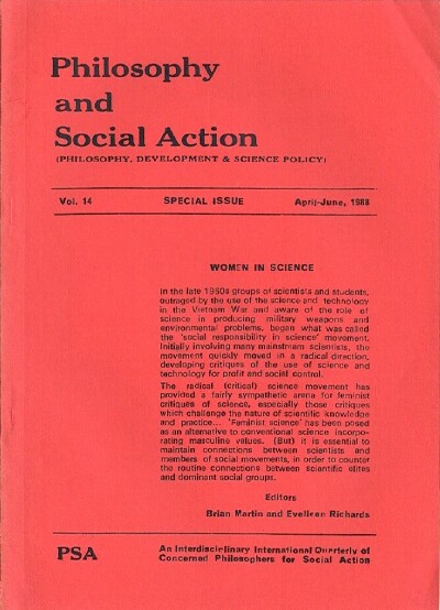 SIMON, THOMAS W.; BRIAN MARTIN AND EVELLEEN RICHARDS (EDS) - Philosophy and Social Action (Vol. 14, Special Issue, April-June 1988)
