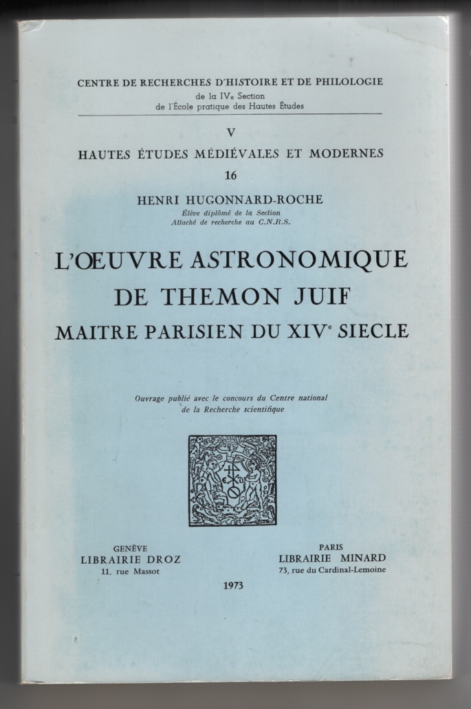 Image for L'Oeuvre Astronomique De Themon Juif:  Maitre Parisien Du XIV Siecle