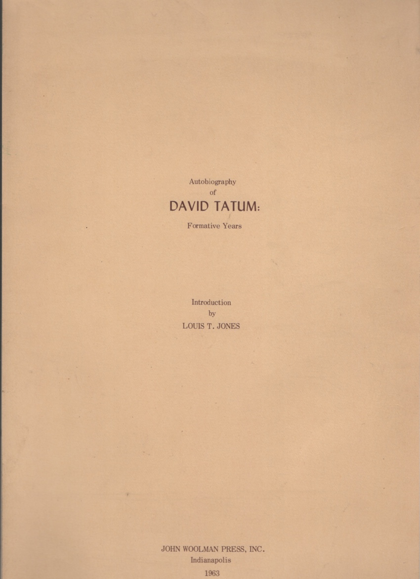 Image for Autobiography of David Tatum: Formative Years