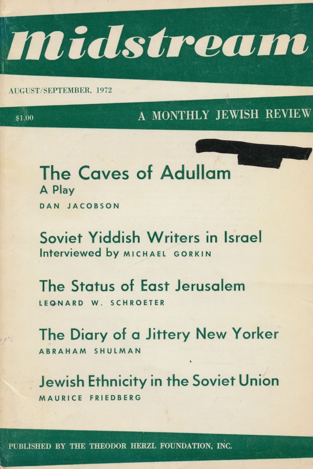 Image for Midstream: a Monthly Jewish Review - August-September 1972