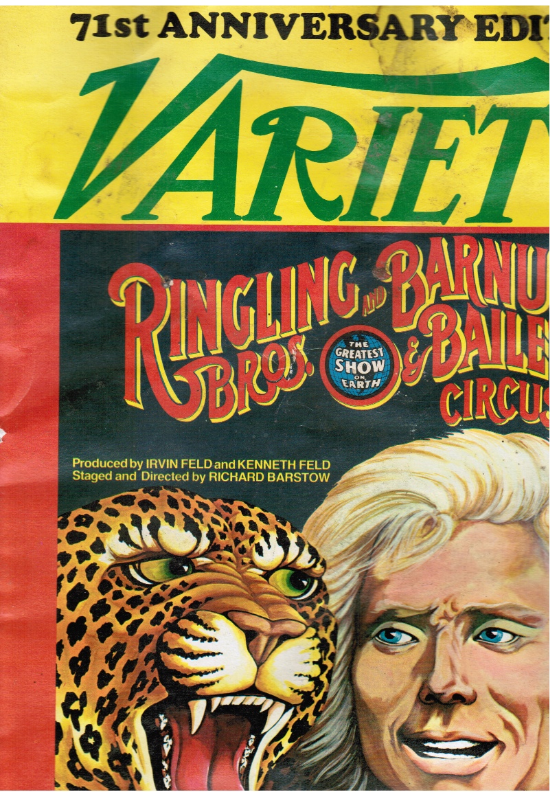 Image for VARIETY: 71st Anniversary Edition Vol 285, No 9. Jan 5, 1977 Cover - Ringling Bros and Barnum & Bailey Circus