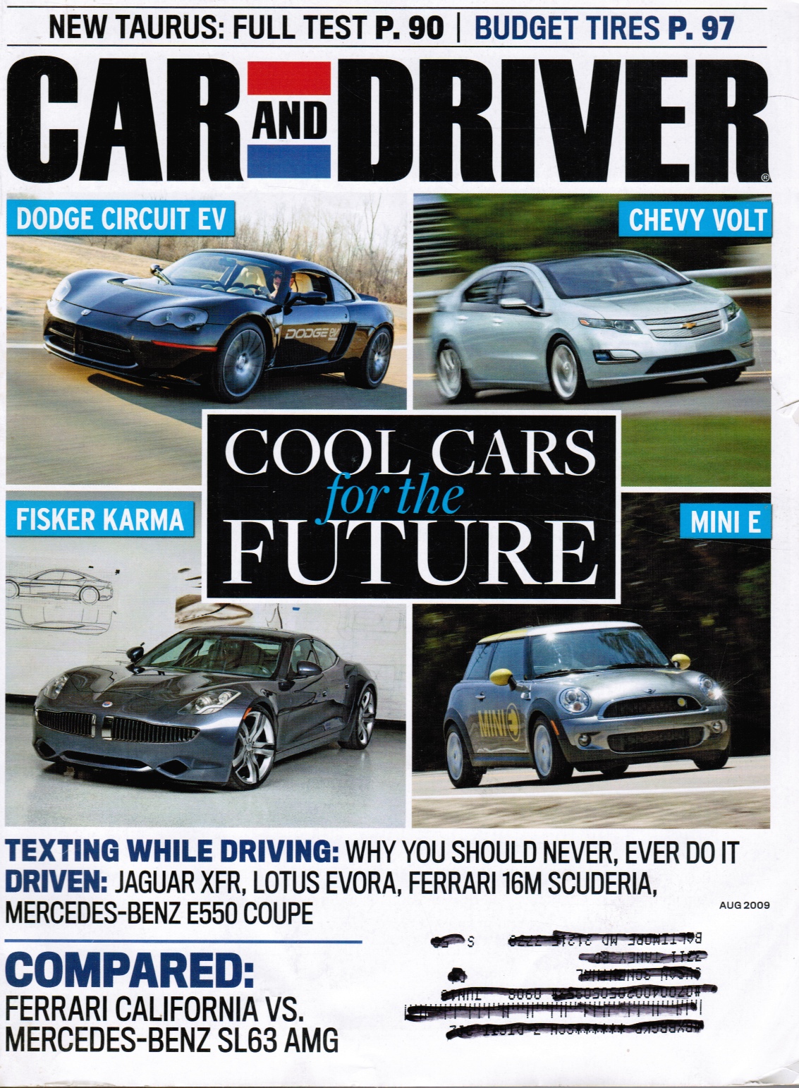 Image for Car and Driver Magazine August 2009:  Cool Cars for the Future