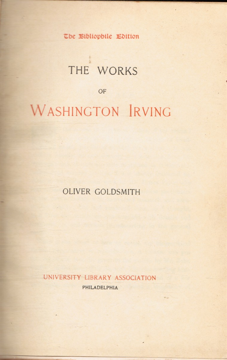 GOLDSMITH, OLIVER - The Works of Washington Irving