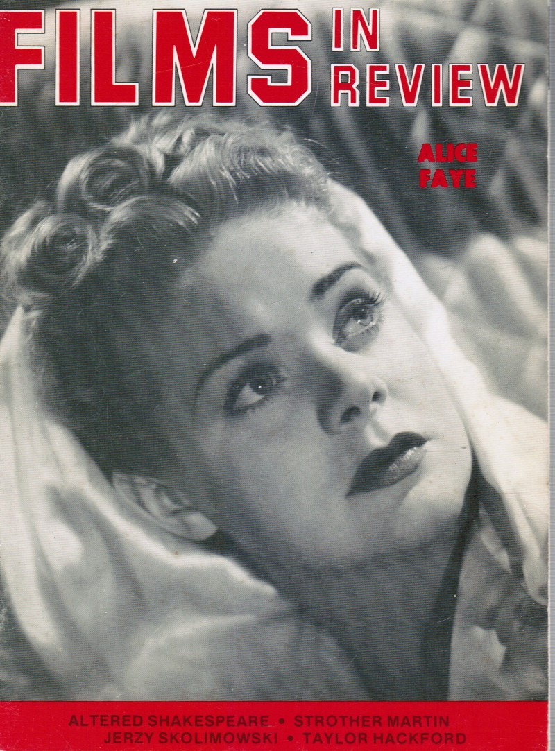 WARD, BRENDAN (EDITOR) - Films in Review: November, 1982 Alice Faye (Cover)