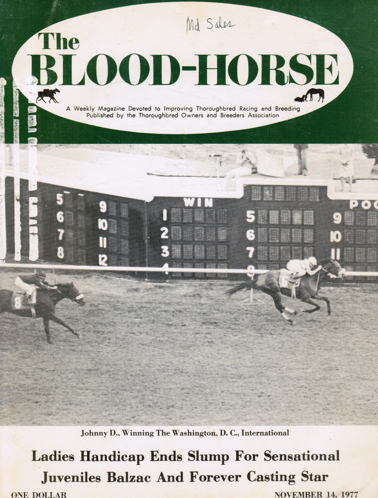 KENT HOLLINGSWORTH, EDITOR - The Blood-Horse, November 14, 1977, Vol Ciii, No 46