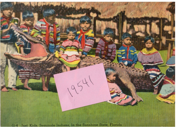 HARTMAN CARD CO - Seminole Indians with Alligator: Giant Post Card