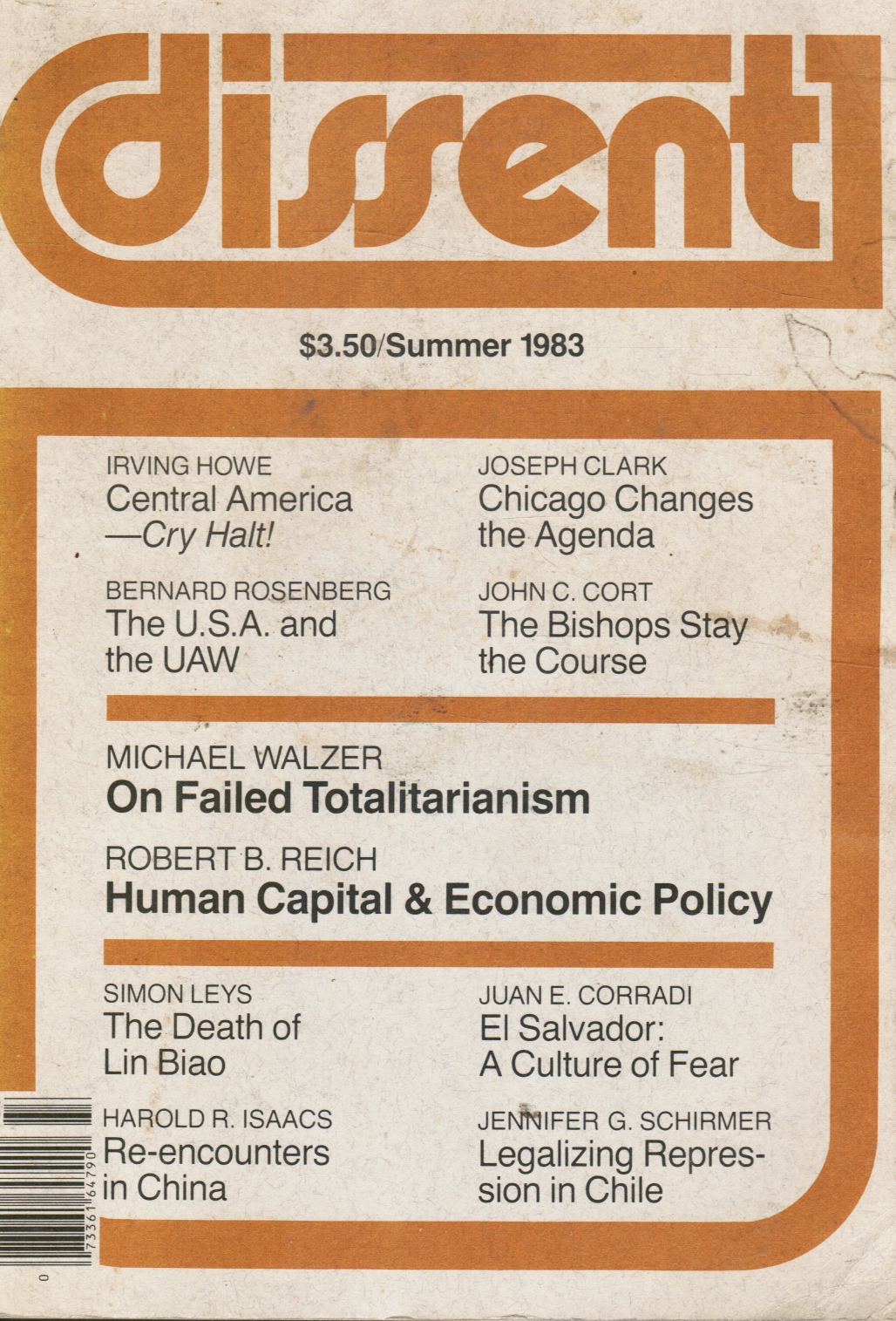 IRVING HOWE; MICHAEL WALTZER (EDITORS) - Dissent Magazine: Summer 1983