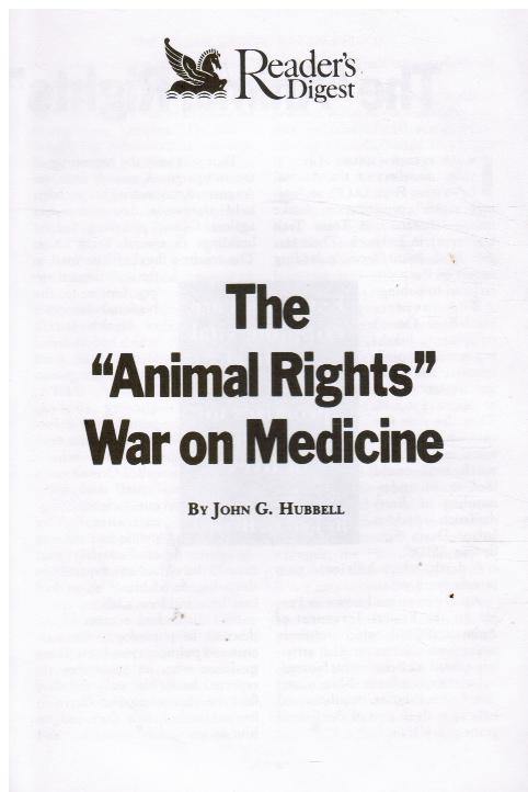 HUBBELL, JOHN G - The Animal Rights War on Medicine