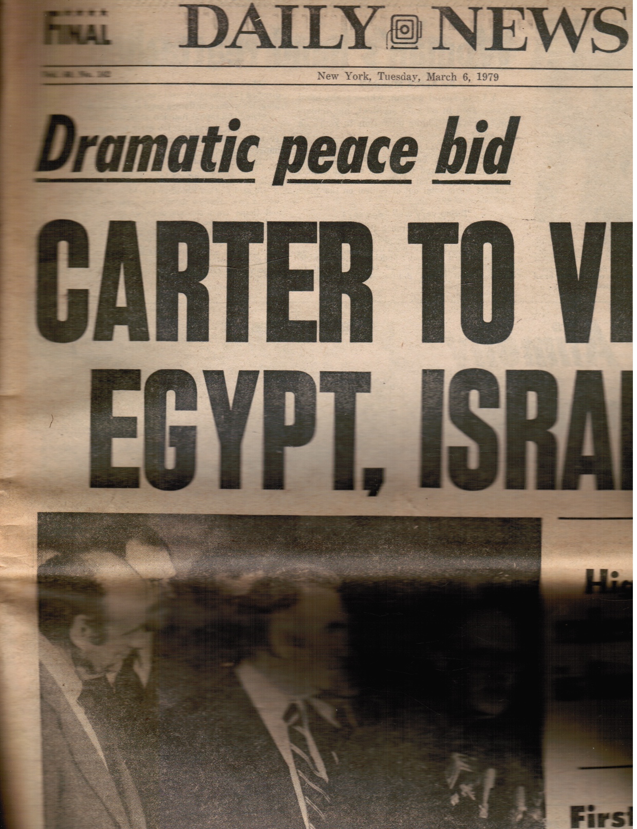 NEW YORK NEWS - 1971: New York Daily News: March 6, 1971 (Jimmy Carter to Visit Egypt, Israel)