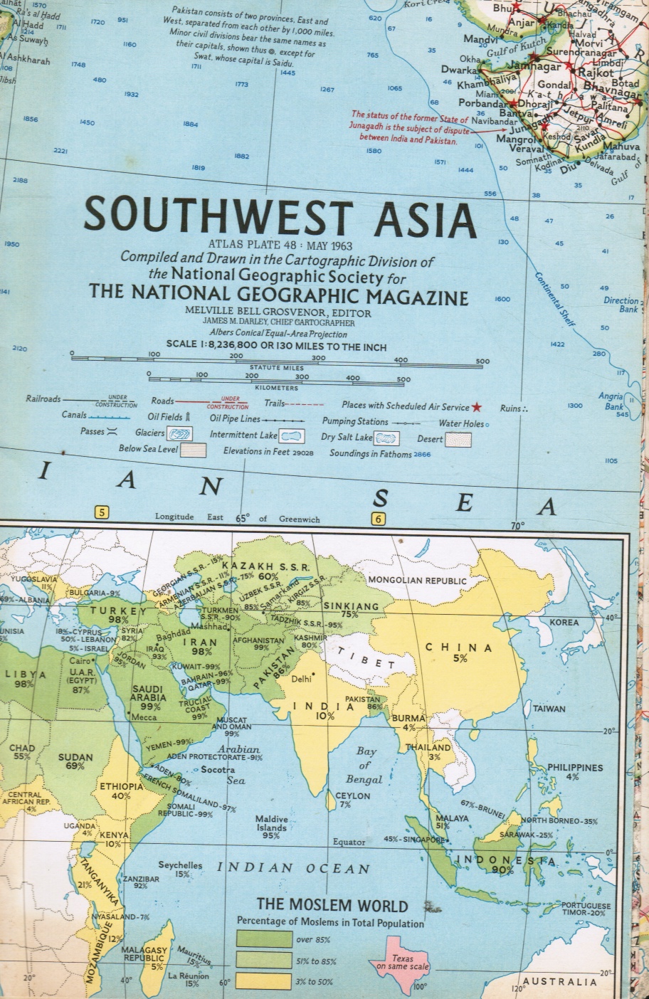 DARLEY, JAMES (CHIEF CARTOGRAPHER) - National Geographic Map - Southwest Asia