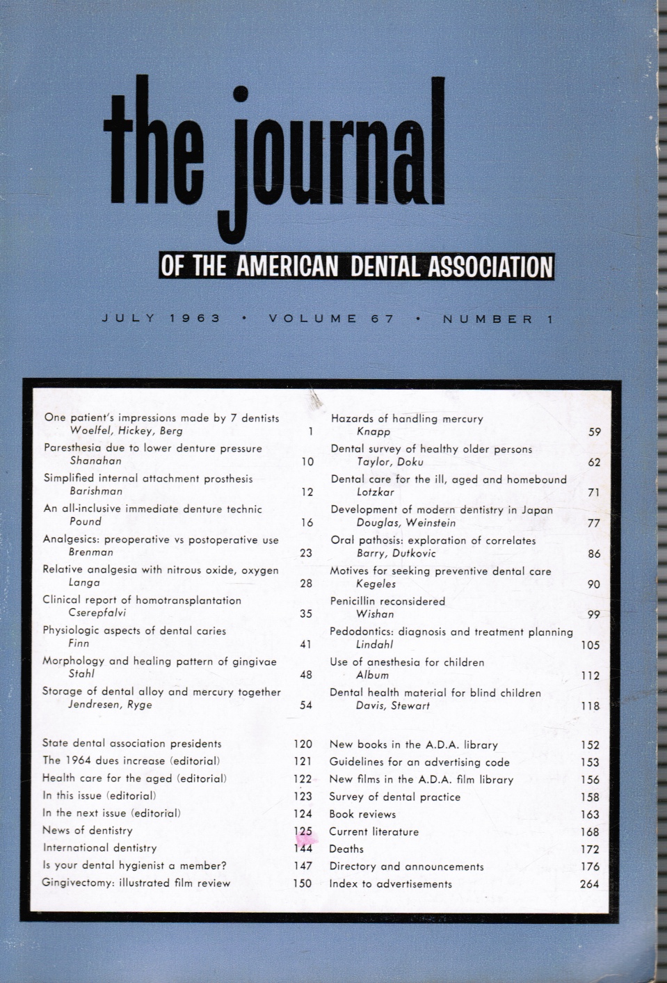 AMERICAN DENTAL ASSOCIATION - The Journal of the American Dental Association: July 1963 Jada