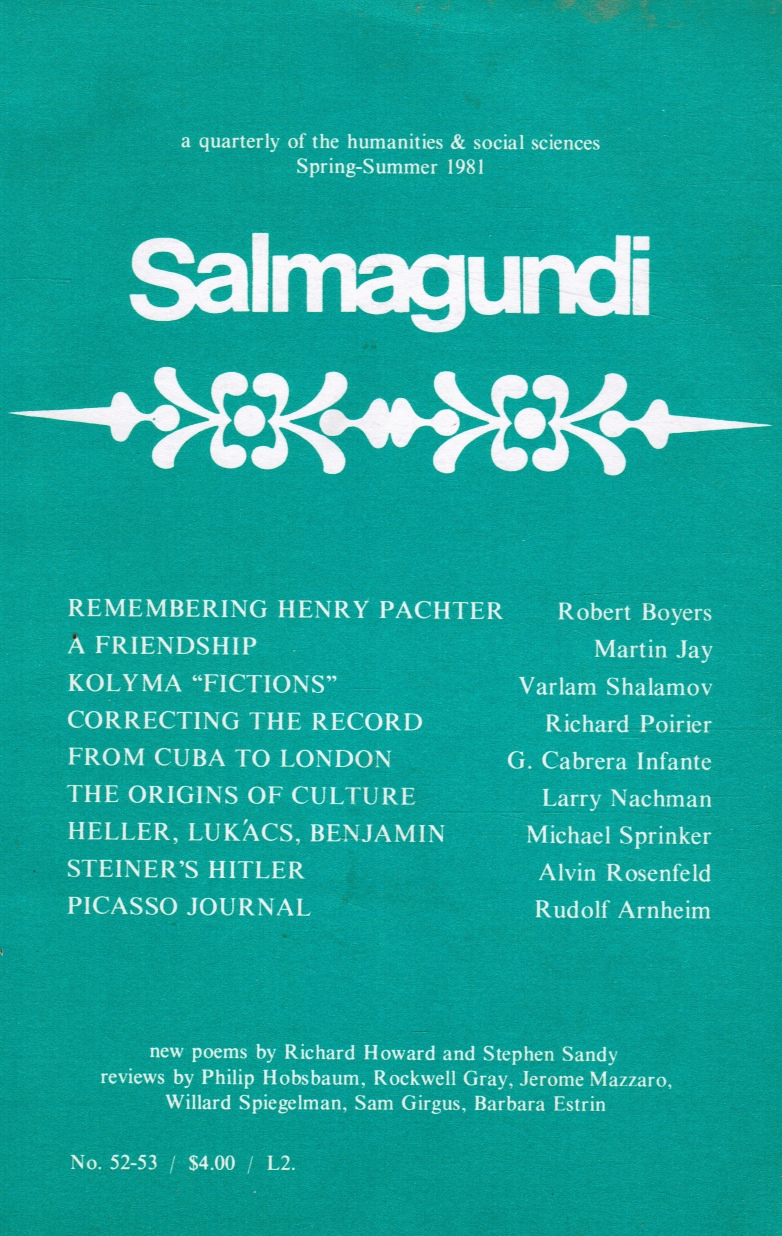 BOYER, ROBERT (EDITOR-IN-CHIEF) - Salmagundi, No 52-53 ; Spring-Summer 1981