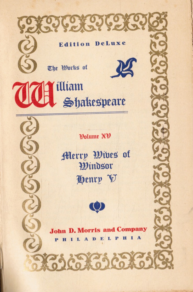 SHAKESPEARE, WILLIAM - Merry Wives of Windsor and Henry V