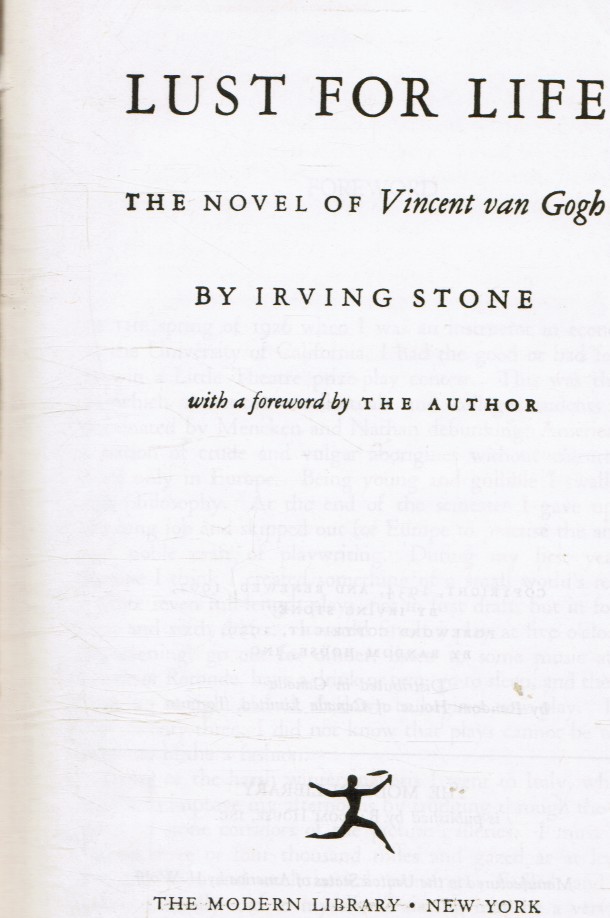 STONE, IRVING - Lust for Life - the Novel of Vincent Van Gogh
