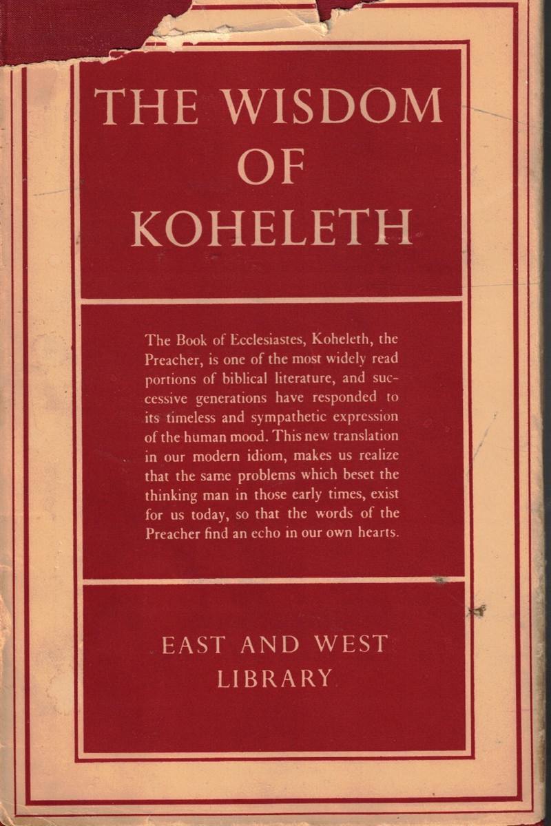 Image for The Wisdom of Koheleth The Wisdom of Koheleth