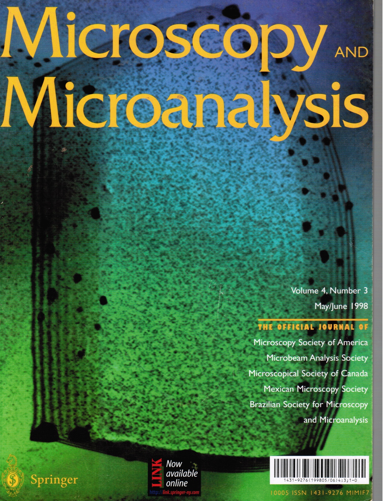 JOHNSON, DALE E (EDITOR) - Microscopy and Microanalysis: Vol 4, #3, May/June 1998