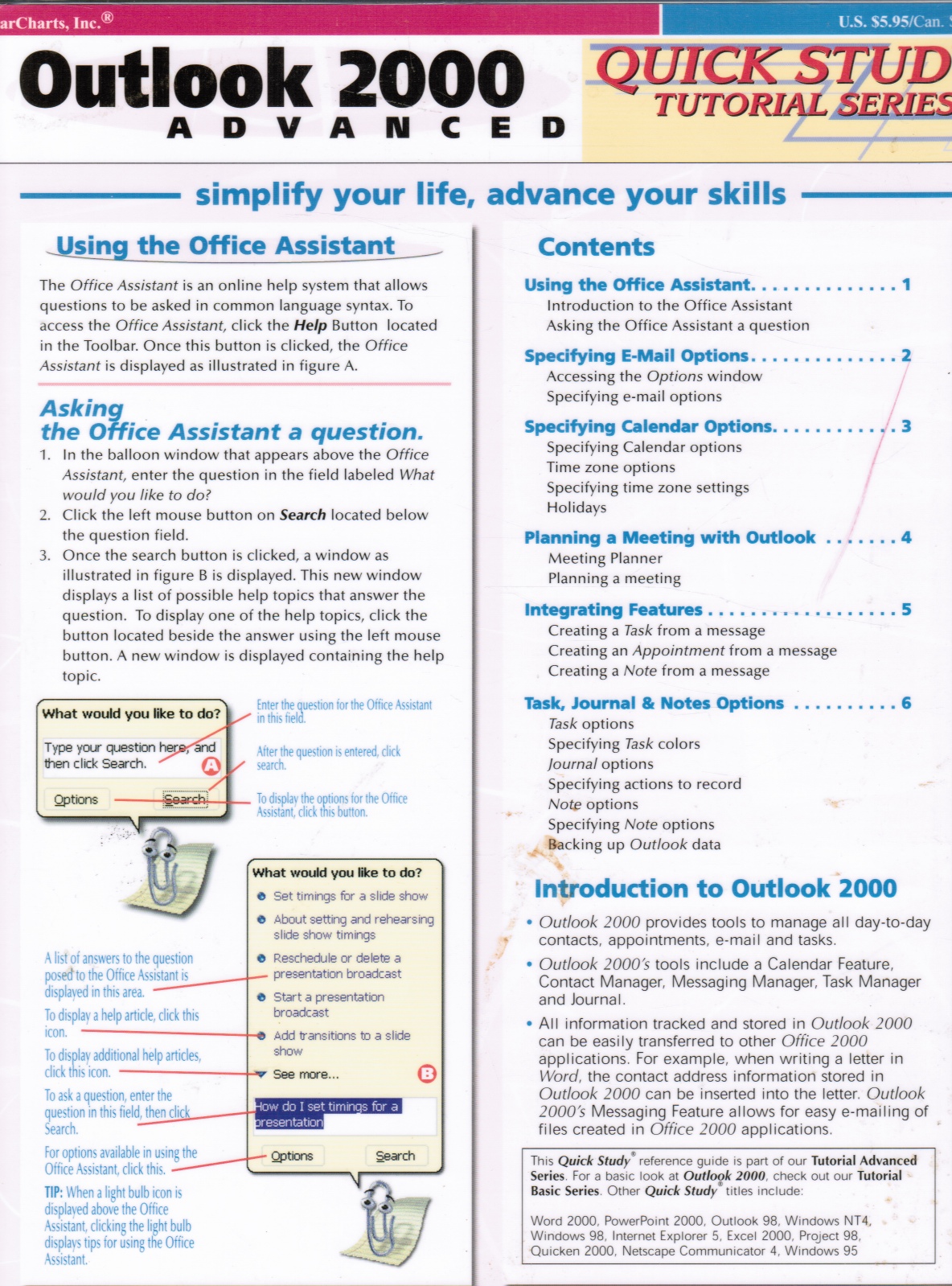 Outlook 2000 Advanced Quick Study Tutorial Series