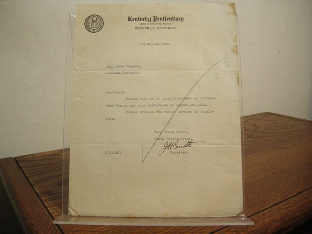 Typed Letter Signed from the Kentucky Penitentiary