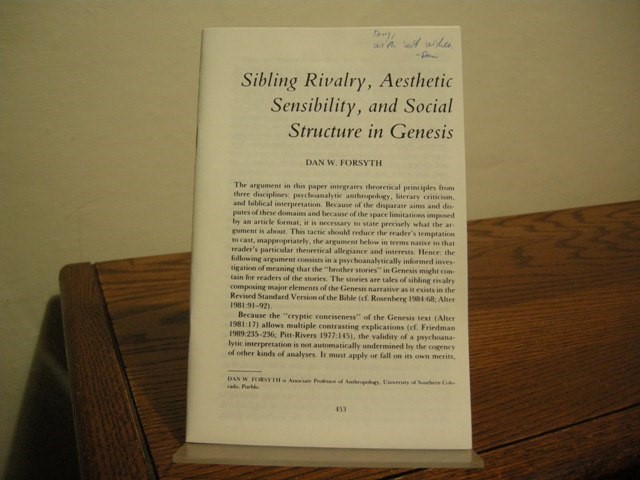 Sibling Rivalry, Aesthetic Sensibility, and Social Structure in Genesis